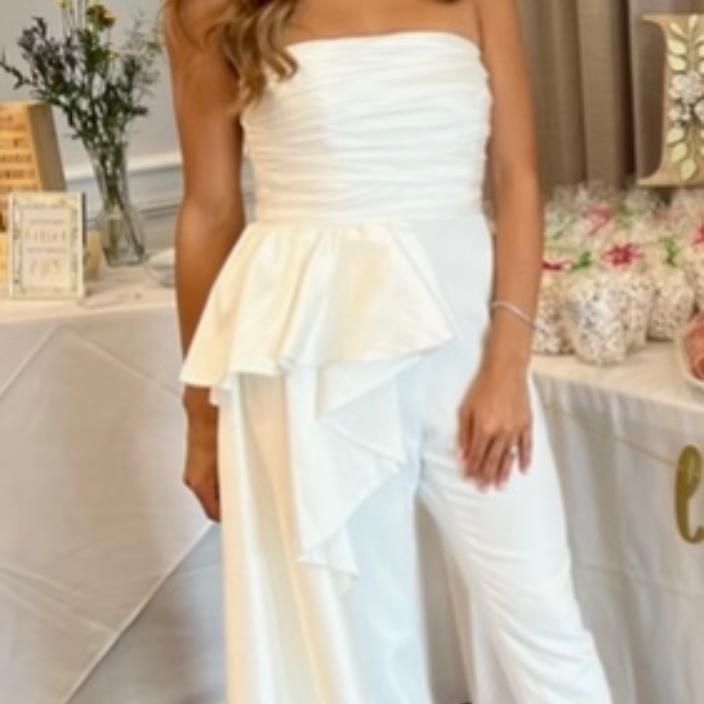 JAY GODFREY White Strapless Jumpsuit - Size 2